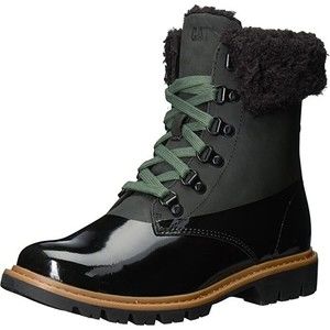 $155 Cat Footwear Women Hub Hiker Faux Fur Mid Calf Boot black leather 9 M